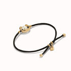 Black cord bracelet with a pearl